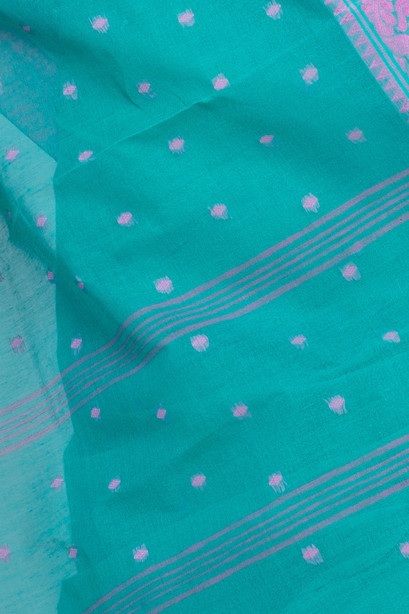 Olive Green Pure Cotton Sorbori Tant Saree (857)